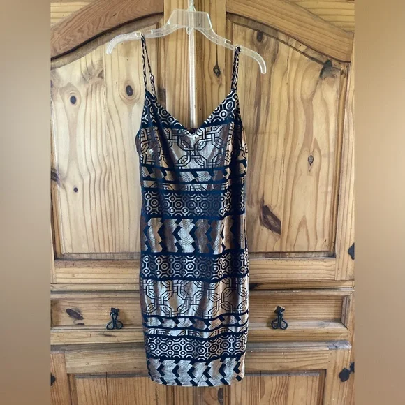 Nicole Miller | Dresses | Womens Nicole Miller Studio Gold Black Sleeveless  Dress Size 2 Nwt | Poshmark